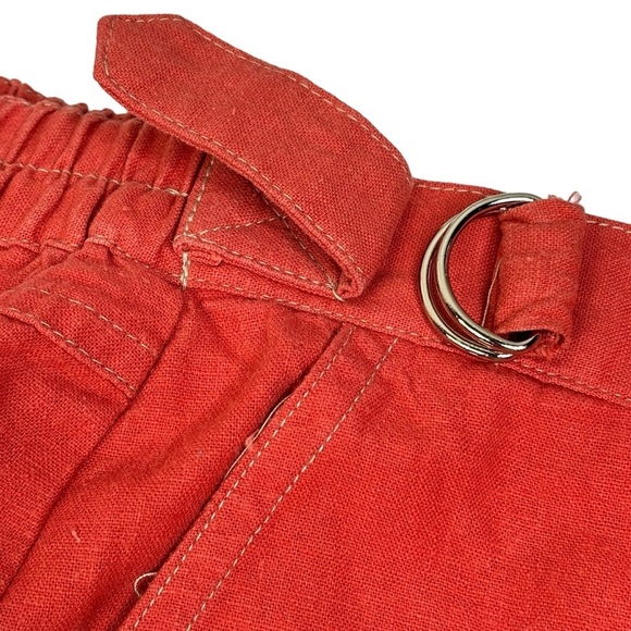 New Gorgeous Vibrant Coral Wide Leg Linen Blend Cropped Comfort Pants Size 10P - Picture 6 of 14